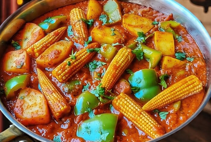 Kadai Baby Corn Bell Pepper and Potato masala